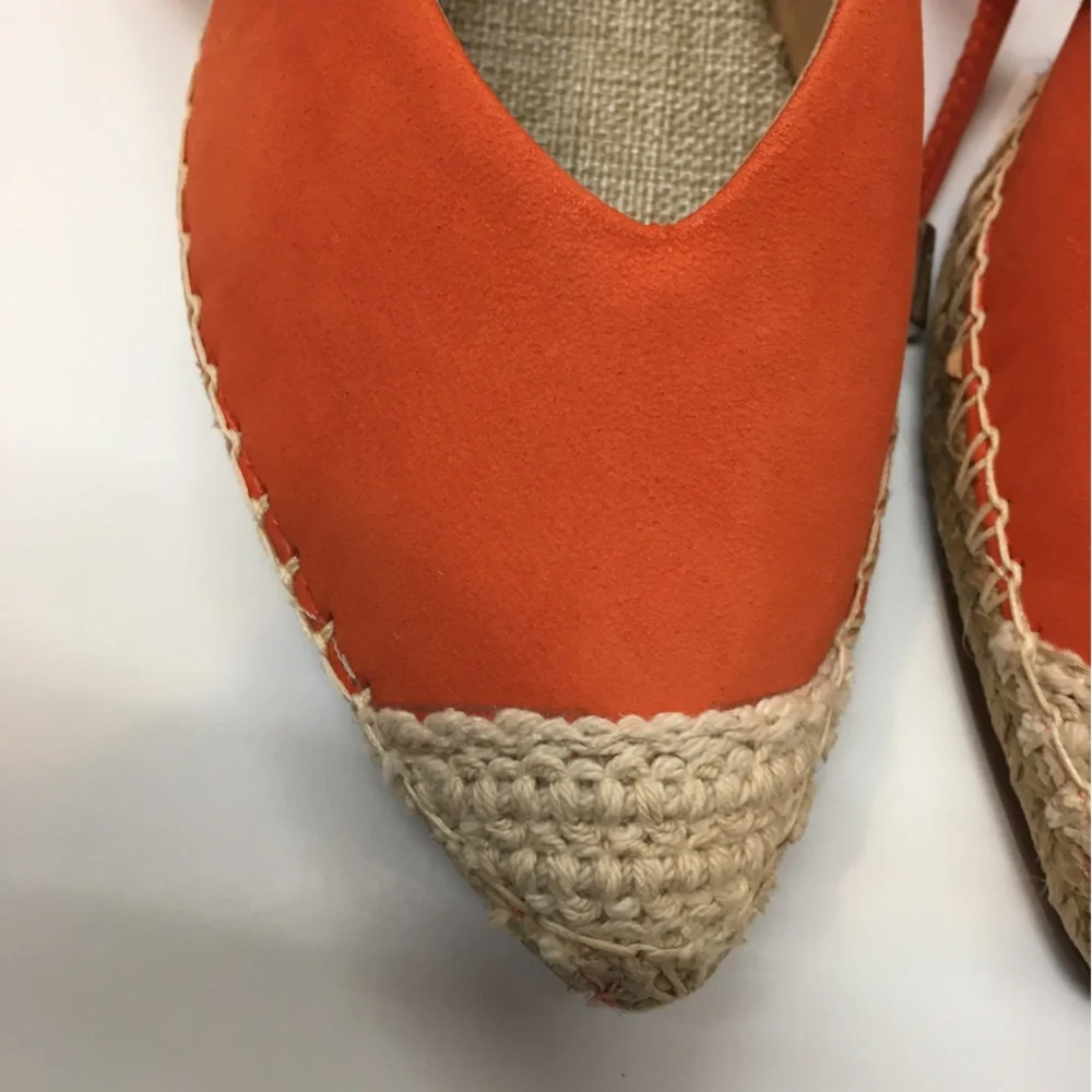 SCHUTZ Pointy Toe Sling Back Sandals 7.5 Orange Spring Casual Resort Vacation